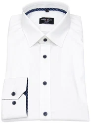 MARVELIS Businesshemd Body Fit Kentkragen Dunkelblau/Weiß/Creme