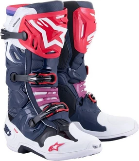 Alpinestars Tech 10 Supervented Motocross Stiefel Hellblau/Rot/Dunkelblau/Rosa/Grau/Beige/Blau