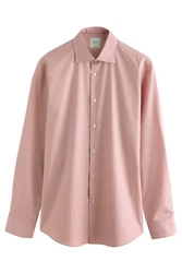 Next Langarmhemd Pflegeleichtes Slim Fit Hemd mit Sportmanschetten Rosa