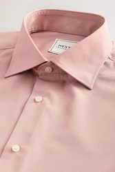 Next Langarmhemd Pflegeleichtes Slim Fit Hemd mit Sportmanschetten Rosa