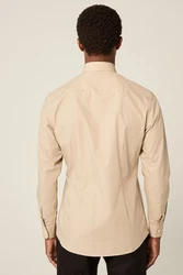 Next Langarmhemd Pflegeleichtes Slim Fit Hemd mit Sportmanschetten Beige/Khaki/Weiß/Braun