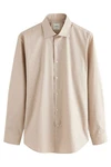 Next Langarmhemd Pflegeleichtes Slim Fit Hemd mit Sportmanschetten Beige/Khaki/Weiß/Braun