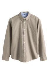Next Langarmhemd Oxfordhemd Khaki/Braun/Beige