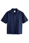 Next Kurzarmhemd Kurzarmshirt Waffelstruktur Blau/Dunkelblau/Hellblau