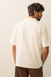 Next Kurzarmhemd Kurzarmshirt Waffelstruktur Weiß/Beige