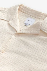 Next Kurzarmhemd Kurzarmshirt Waffelstruktur Weiß/Beige