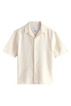 Next Kurzarmhemd Kurzarmshirt Waffelstruktur Weiß/Beige