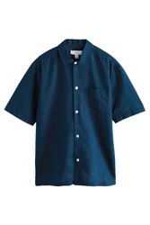Next Kurzarmhemd aus Baumwoll-Leinenmischung Blau/Hellblau