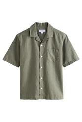 Next Kurzarmhemd mit Kubakragen Dunkelgrün/Khaki/Grün