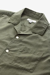 Next Kurzarmhemd mit Kubakragen Dunkelgrün/Khaki/Grün