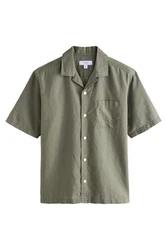 Next Kurzarmhemd mit Kubakragen Dunkelgrün/Khaki/Grün