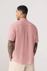 Next Kurzarmhemd mit Stehkragen Rosa/Rot