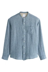 Next Langarmhemd mit Stehkragen Hellblau/Blau/Grau