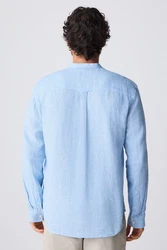 Next Langarmhemd mit Stehkragen Hellblau