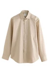 Next Langarmhemd Pflegeleichtes Hemd mit Sportmanschetten Beige/Khaki/Weiß/Braun