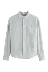 Next Langarmhemd Grau/Hellblau
