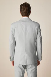 Next Sakko Strukturiertes Slim Fit Anzugsakko Grau