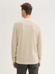 TOM TAILOR Rundhalspullover (1-tlg) Khaki/Beige