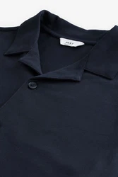 Next Kurzarmhemd Piqu Hemd Dunkelblau/Blau/Hellblau