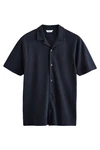 Next Kurzarmhemd Piqu Hemd Dunkelblau/Blau/Hellblau
