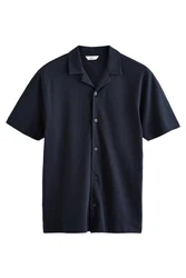 Next Kurzarmhemd Piqu Hemd Dunkelblau/Blau/Hellblau
