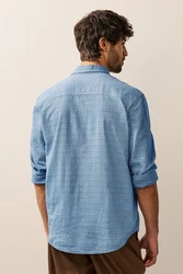 Next Langarmhemd Doppeltasche Blau/Hellblau/Dunkelblau