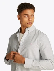 Tommy Jeans Langarmhemd TJM SLIM STRIPE OXFORD SHIRT EXT Grau/Khaki/Hellgrau