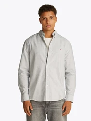 Tommy Jeans Langarmhemd TJM SLIM STRIPE OXFORD SHIRT EXT Grau/Khaki/Hellgrau