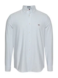 Tommy Jeans Langarmhemd TJM SLIM STRIPE OXFORD SHIRT EXT Grau/Hellblau/Hellgrau