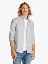 Tommy Jeans Langarmhemd TJM SLIM STRIPE OXFORD SHIRT EXT Grau/Hellblau/Hellgrau