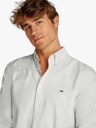 Tommy Jeans Langarmhemd TJM SLIM STRIPE OXFORD SHIRT EXT Khaki/Grau/Hellblau/Grün