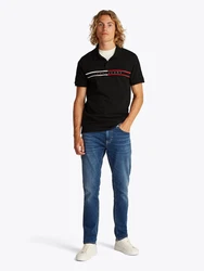 Tommy Jeans Poloshirt TJM SLIM CHEST FLAG POLO Schwarz/Hellblau