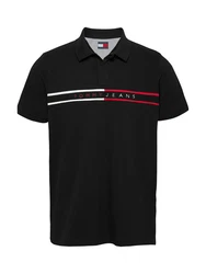 Tommy Jeans Poloshirt TJM SLIM CHEST FLAG POLO Schwarz/Hellblau