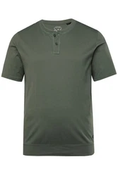 JP1880 T-Shirt Henley Bauchfit Rundhals Dunkelgrün/Grün