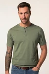 JP1880 T-Shirt Henley Bauchfit Rundhals Dunkelgrün/Grün