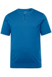 JP1880 T-Shirt Henley Bauchfit Rundhals Blau