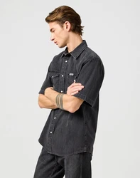 Wrangler Kurzarmhemd Western Schwarz/Dunkelgrau/Hellblau/Dunkelblau