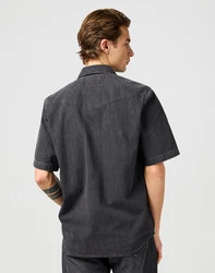 Wrangler Kurzarmhemd Western Schwarz/Dunkelgrau/Hellblau/Dunkelblau