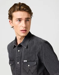 Wrangler Kurzarmhemd Western Schwarz/Dunkelgrau/Hellblau/Dunkelblau