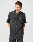 Wrangler Kurzarmhemd Western Schwarz/Dunkelgrau/Hellblau/Dunkelblau