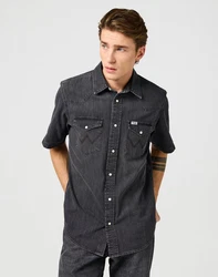 Wrangler Kurzarmhemd Western Schwarz/Dunkelgrau/Hellblau/Dunkelblau