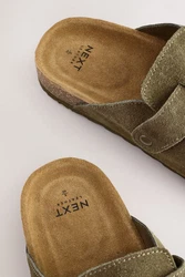 Next Hausschuhe Pantolette Dunkelgrün/Khaki
