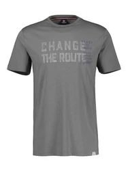 LERROS T-Shirt mit Brustprint Grau/Dunkelgrau/Beige