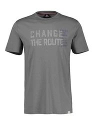 LERROS T-Shirt mit Brustprint Grau/Dunkelgrau/Beige