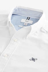Next Langarmhemd Slim Fit Oxfordhemd Weiß/Dunkelblau/Hellblau