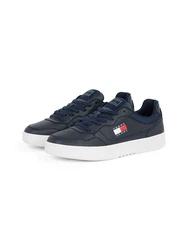 Tommy Jeans Sneaker 'ESS' TJM CUPSOLE LEATHER Blau/Dunkelblau/Grau