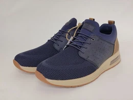 Herren Slipper mit Stretchsenkel blau mit brauner Hacke 46 Slipper