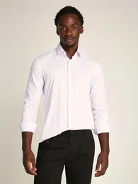 Businesshemd POPLIN STRETCH SLIM SHIRT mit Kentkragen, Logoprint auf Brusthhe