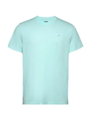 Tommy Jeans T-Shirt TJM SLIM LINEAR CHEST SS TEE EXT mit Logodruck Grün/Blau/Hellblau/Türkis