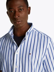 Tommy Hilfiger Kurzarmhemd FLEX POPLIN STP SHIRT Hellblau/Blau/Schwarz